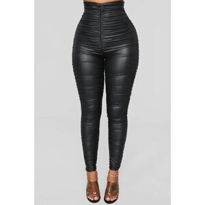 Fashion Nova Ride Or Die Chick Ruched Leggings - Large Black